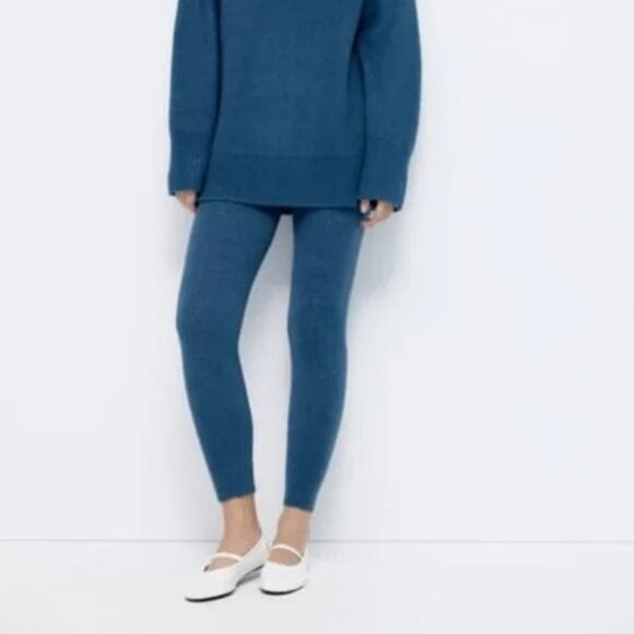 Zara Knit Sweater & Leggings Set In Blue Green - Picture 2 of 6